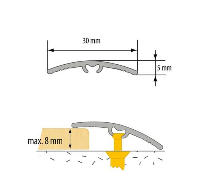 Profil AL prechodovy 30 mm elox Striebro 01 093 m 1