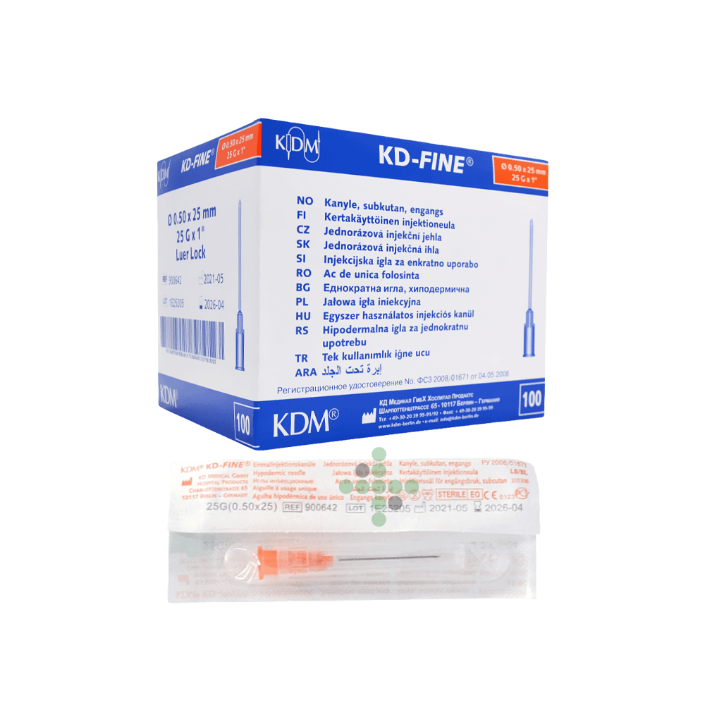 Jednorázová jehla 25G x 5/8" oranžová, 100 ks - Obrázek 2