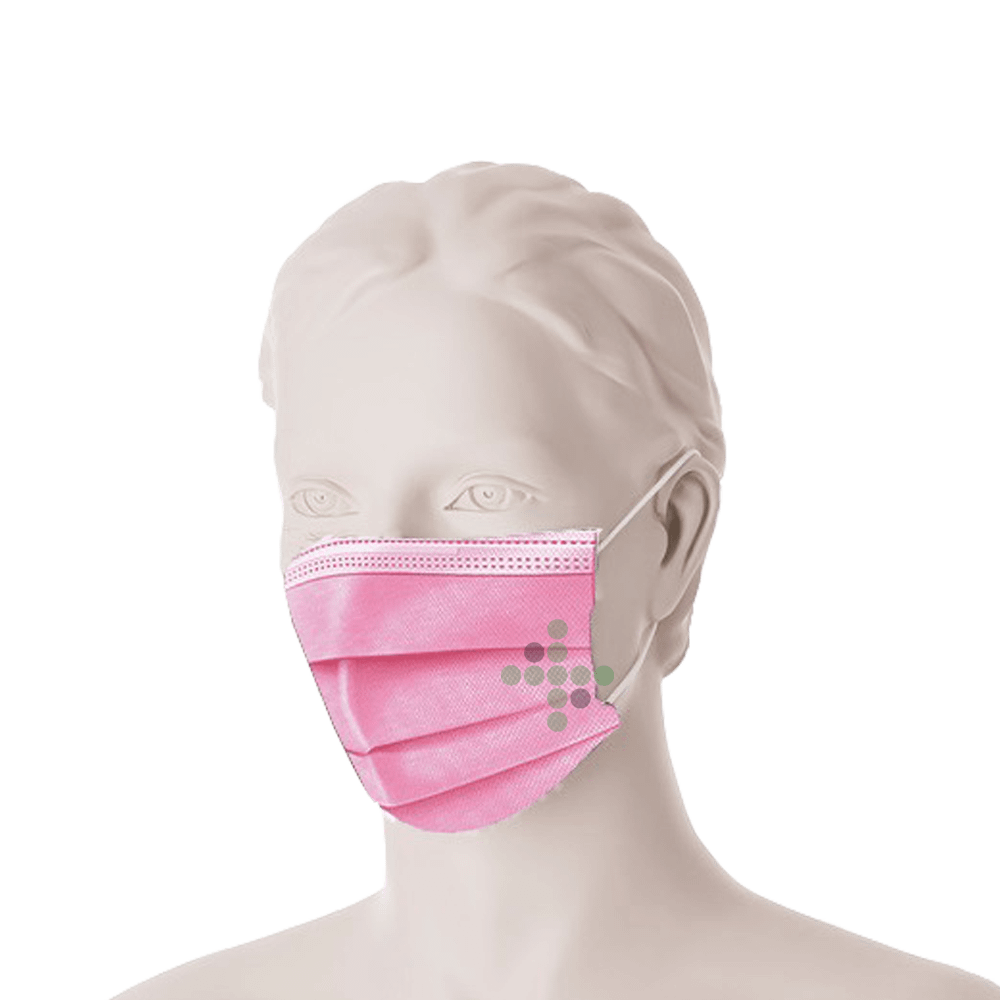 02201-P Chirurgická maska s gumičkami 50 ks, ružová - Obrázok 1