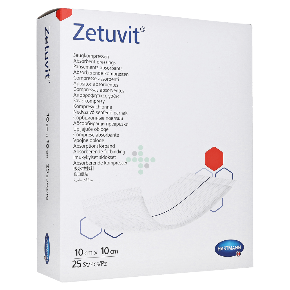 Zetuvit 10x10 cm, 25 ks - sterilný kompres