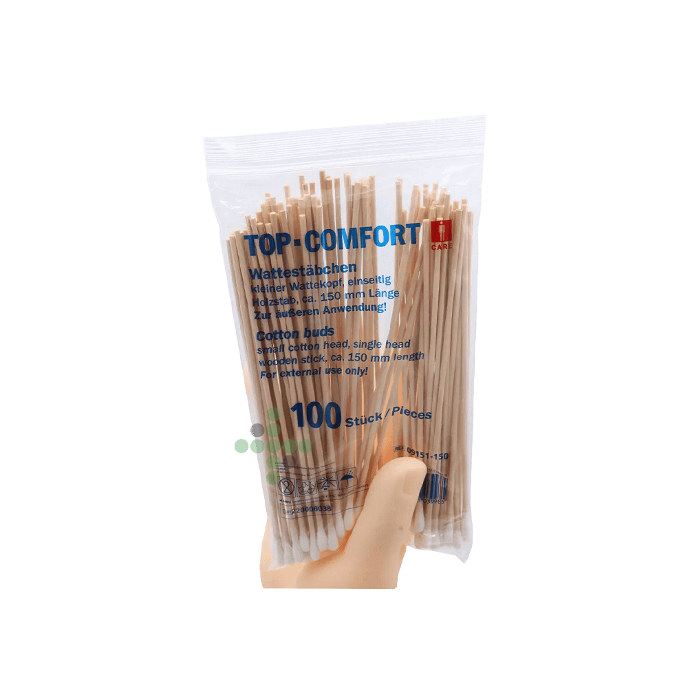 09151-150 Patyczki higieniczne 150 mm, drewniane, 100 szt. - Obraz 1