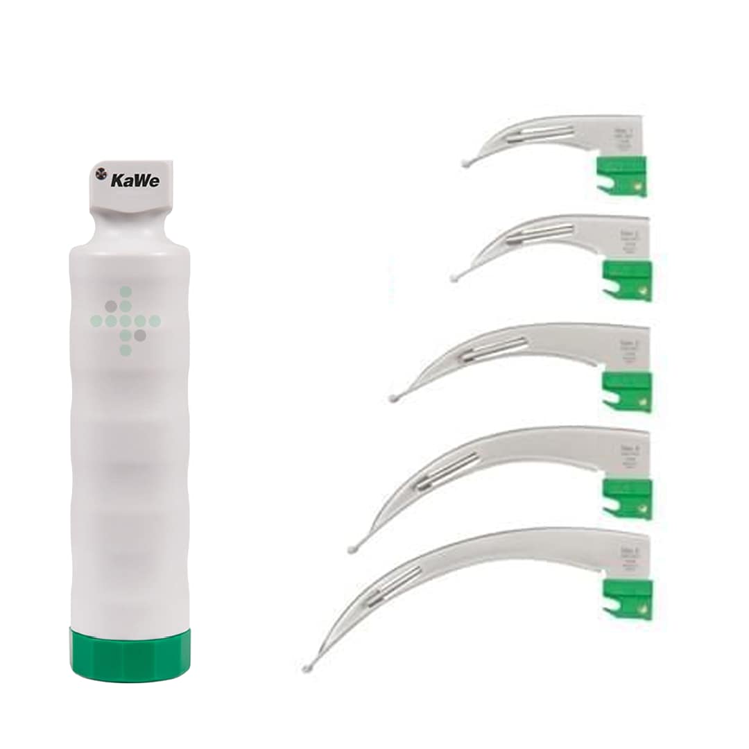 SET-LARYNGOSKOP-1_green Laryngoskop sada Green - rukoväť + 5 čepelí MAC - Obrázok 1