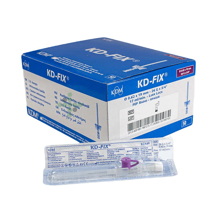 Intravenózní kanyla s portem 26G, fialová, 50 ks - Obrázek 2
