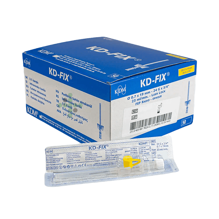 Intravenózní kanyla s portem 24G, žlutá, 50 ks - Obrázek 2
