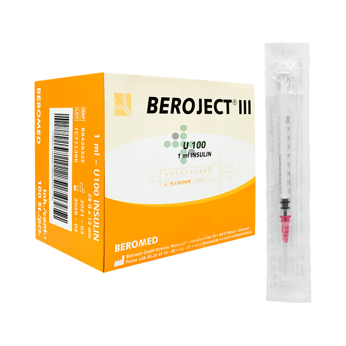Inzulínová stříkačka 1 ml 29G, odnímatelná jehla - Obrázek 2