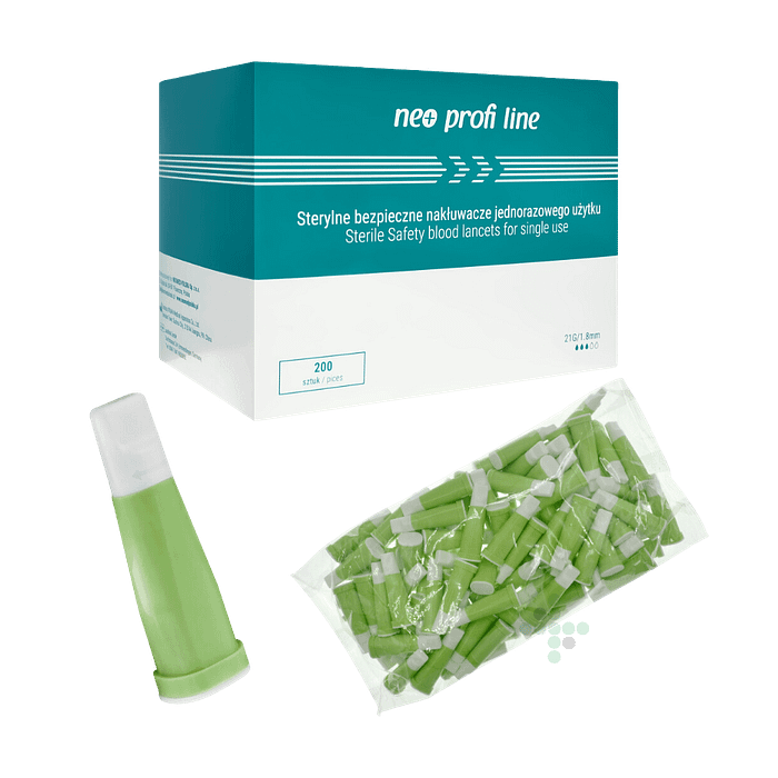 Sterilné lancety NEOMED 21G 1,8 mm - 200 ks - Obrázok 1