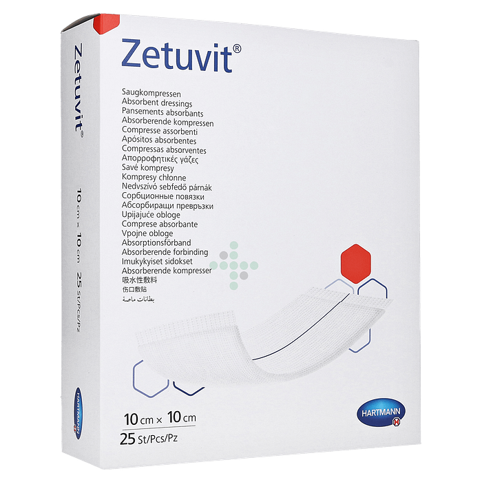 Zetuvit 10x10 cm, 25 ks - sterilný kompres - Obrázok 1