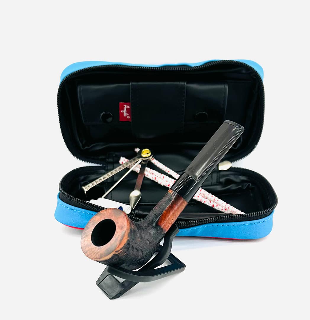 ANGELO Fajkový set - Drevená fajka, čistiace tyčinky, filtre, stojan, fajkový príbor, puzdro na dve fajky 832007-1