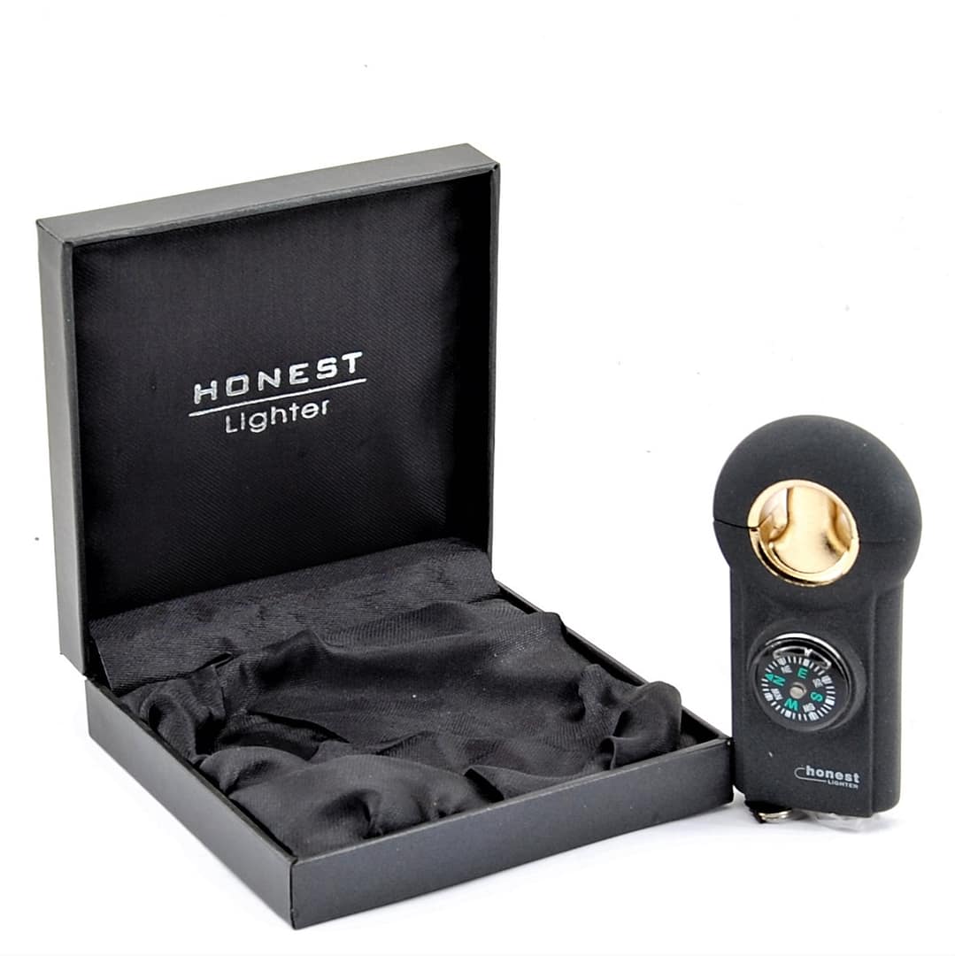 HONEST Zapaľovač s kompasom  BCZ221-1 - Tryskový /Čierny