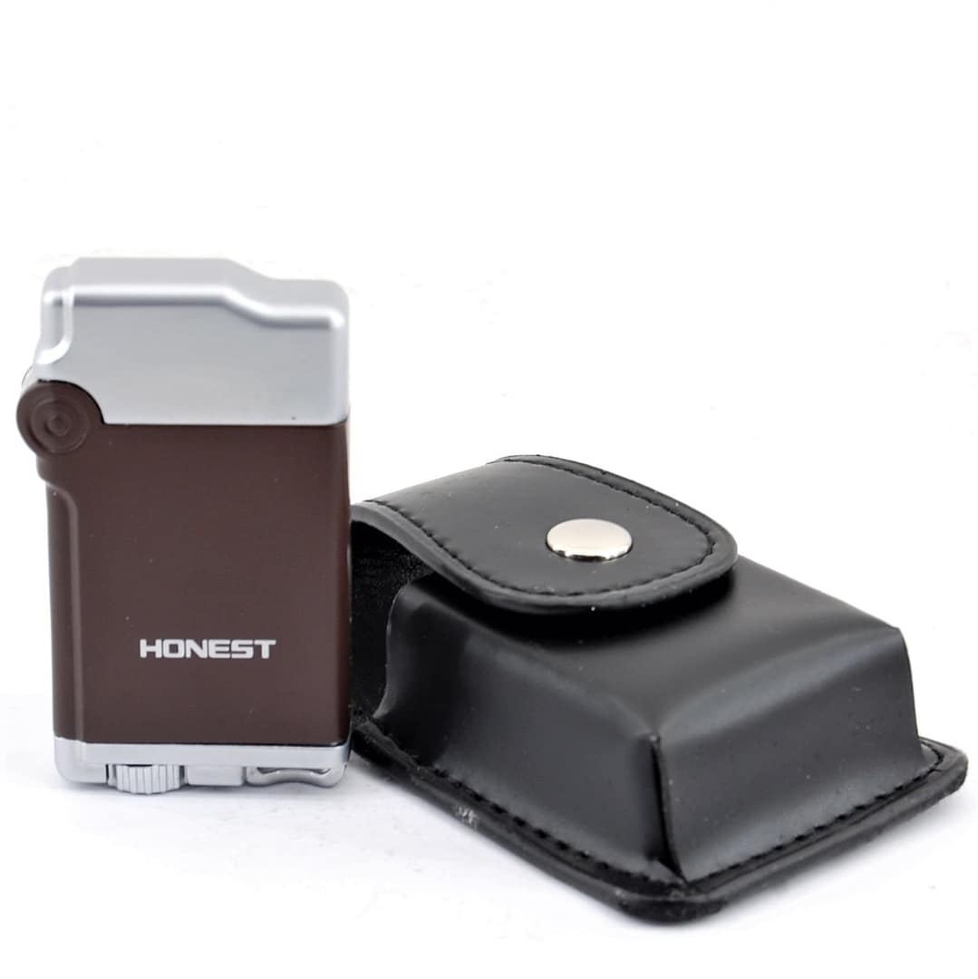 HONEST Zapaľovač+ puzdro PT084-3F- Tryskový/ Hnedý 1 HONEST Zapaľovač+ puzdro PT084-3F- Tryskový/ Hnedý