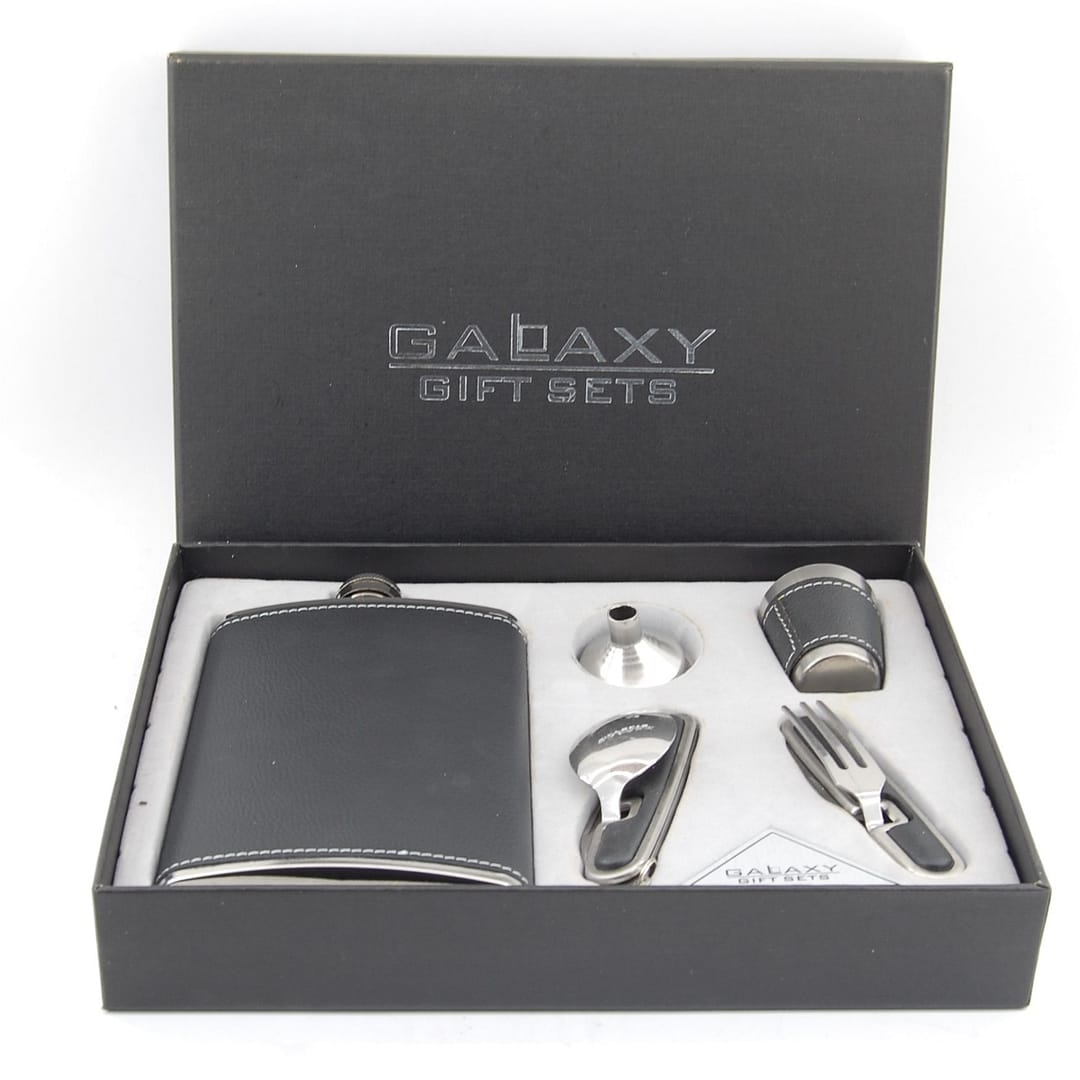 Ploskačka, príbor, štamperlík, lievik - Darčeková sada GALAXY - DJH0624