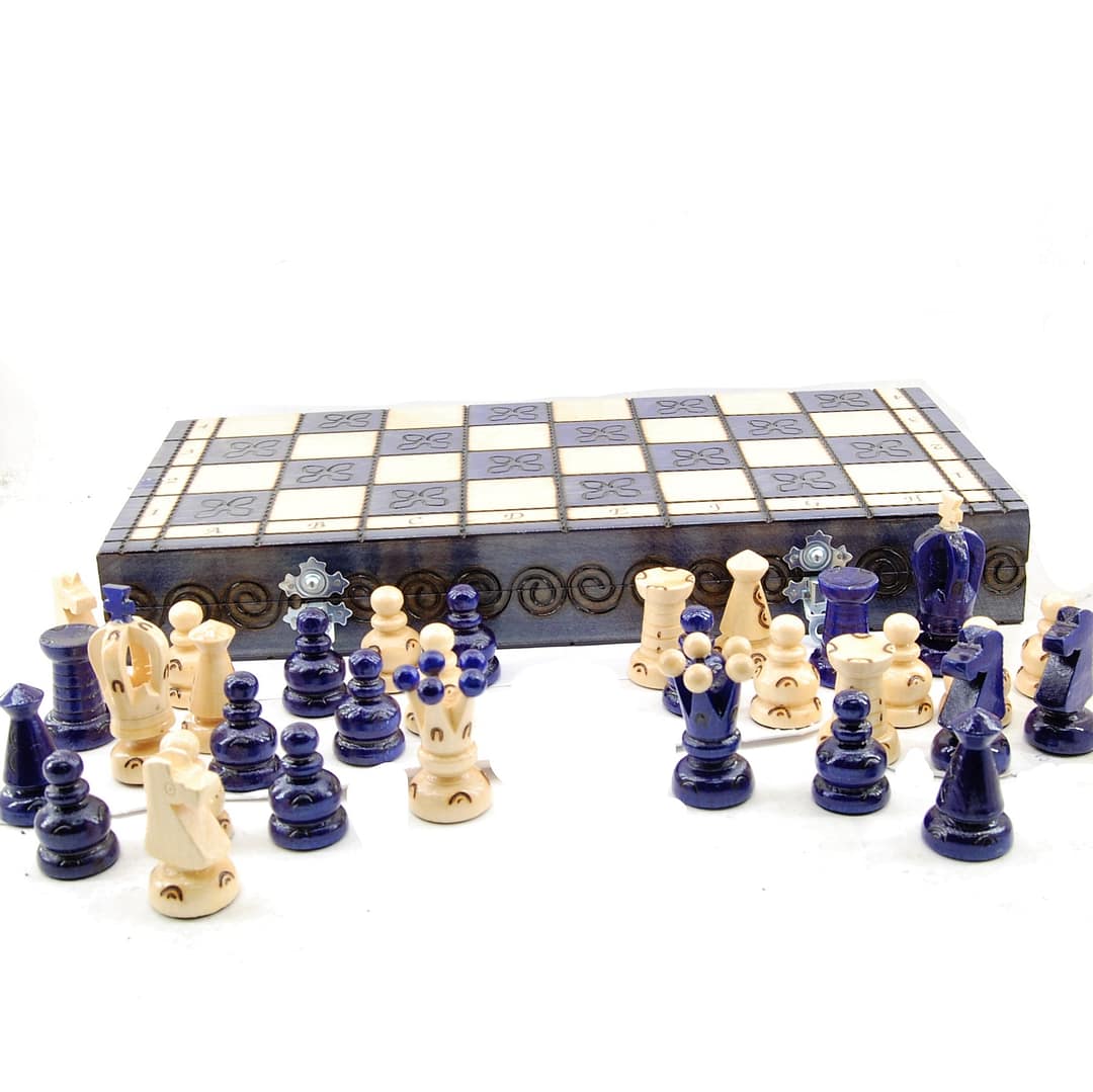 Drevený šach- Modrý 40x40x3 cm 2 Drevený šach- Modrý 40x40x3 cm