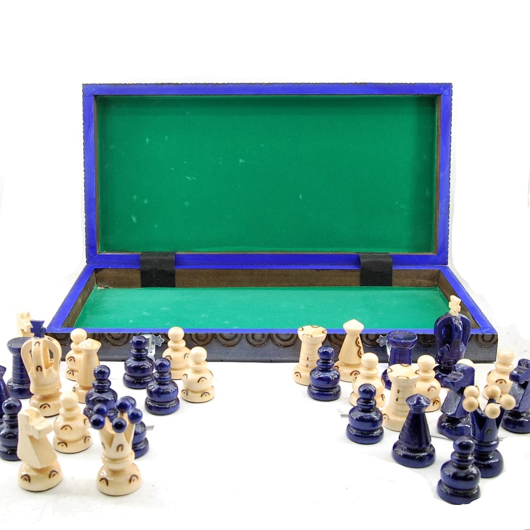 Drevený šach- Modrý 40x40x3 cm 3 Drevený šach- Modrý 40x40x3 cm