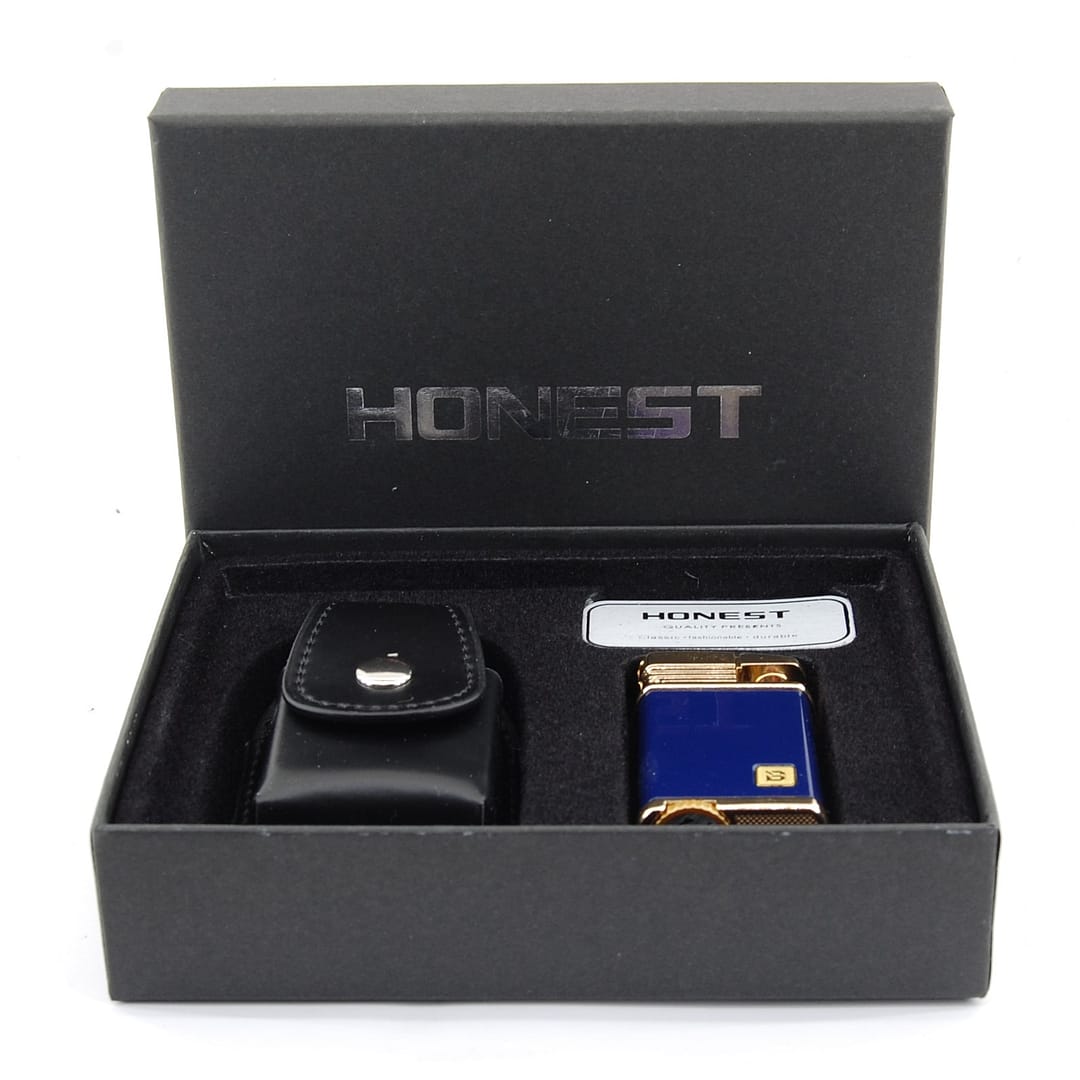 HONEST Zapaľovač+ puzdro PT084-3E- Špirálový/ Modrý