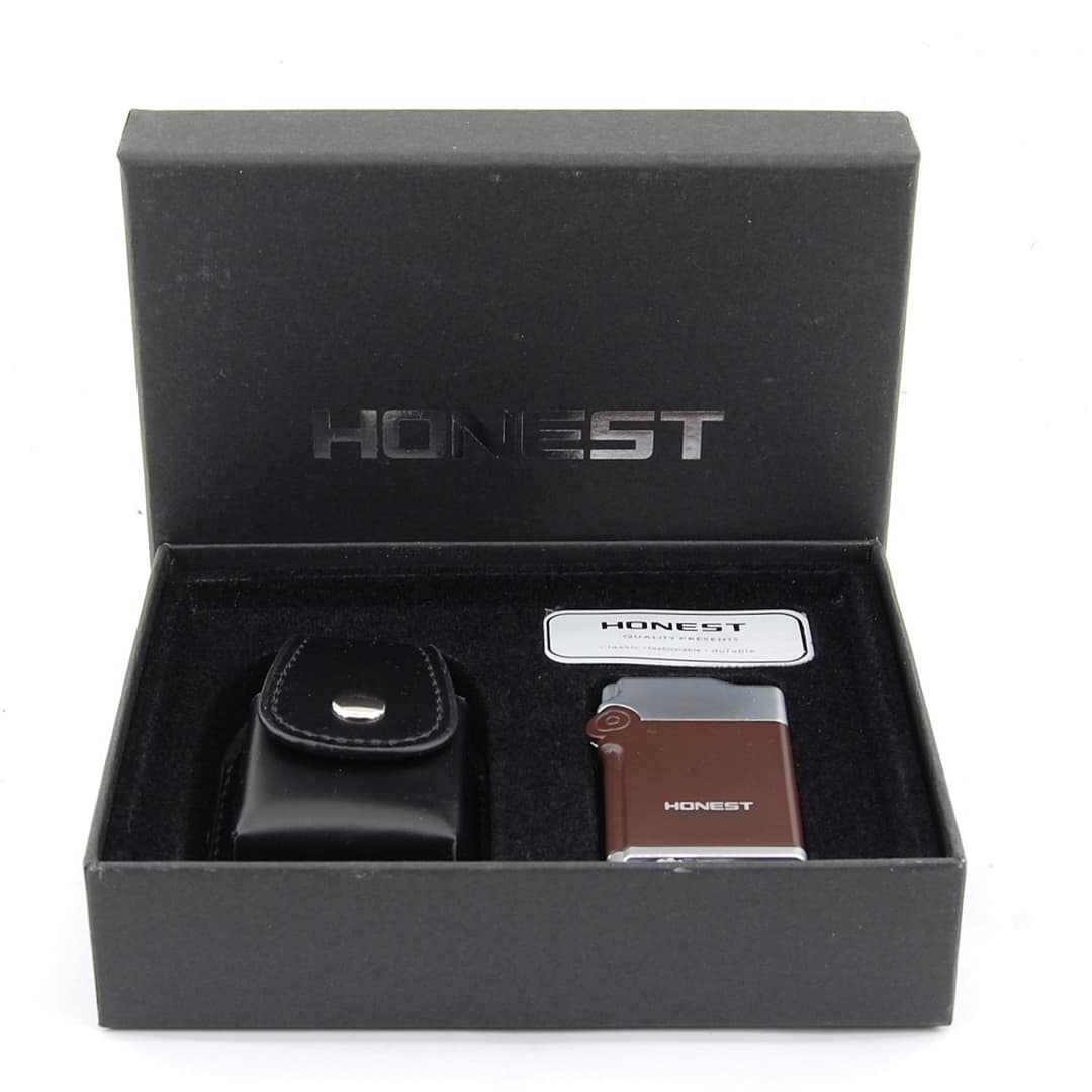 HONEST Zapaľovač+ puzdro PT084-3F- Tryskový/ Hnedý 4 HONEST Zapaľovač+ puzdro PT084-3F- Tryskový/ Hnedý