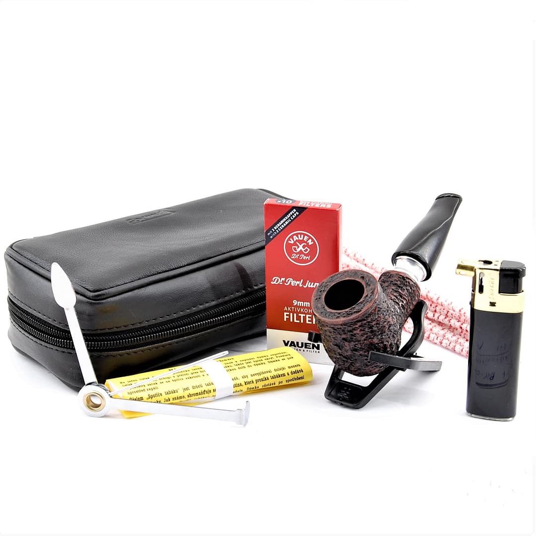 Mr. Brog  Fajkový set- Drevená fajka, zapaľovač, puzdro, čistiace tyčinky, dusitko, filtre, sporič, stojan- 2-69-2