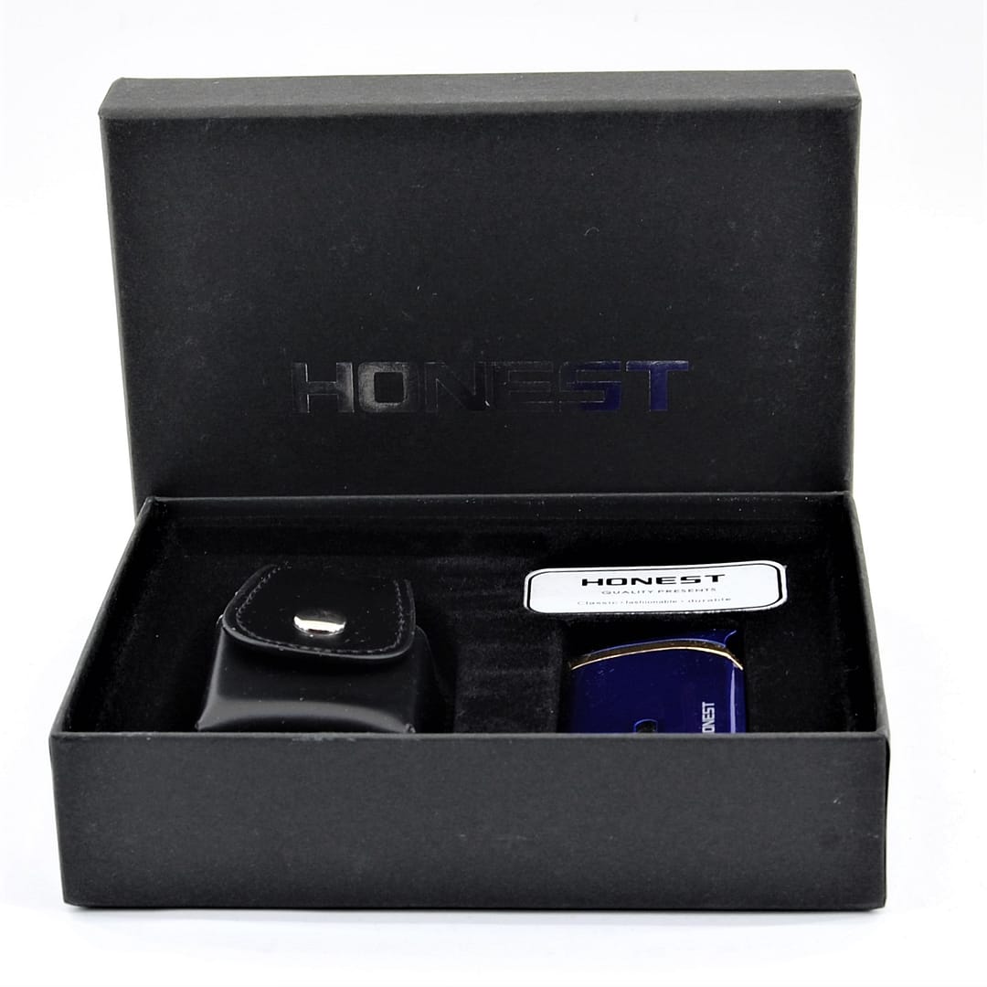 HONEST Zapaľovač+ puzdro PT084-3M- Špirálový/Modrý