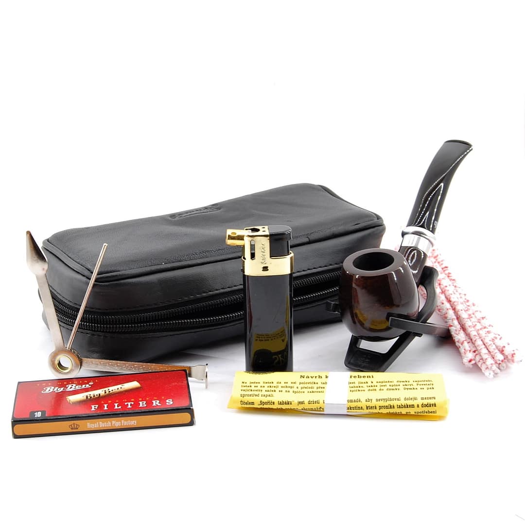 Mr. Brog  Fajkový set- Drevená fajka, zapaľovač, puzdro, čistiace tyčinky, dusitko, filtre, sporič, stojan- 2-85-5