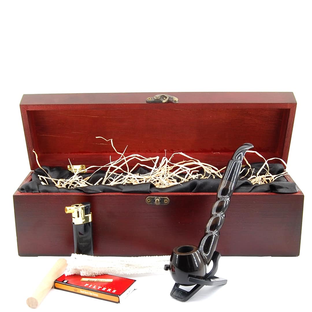 Mr. Brog Fajkový set- Drevená fajka, dusítko, filtre, čistiace tyčinky, stojan- 55-5