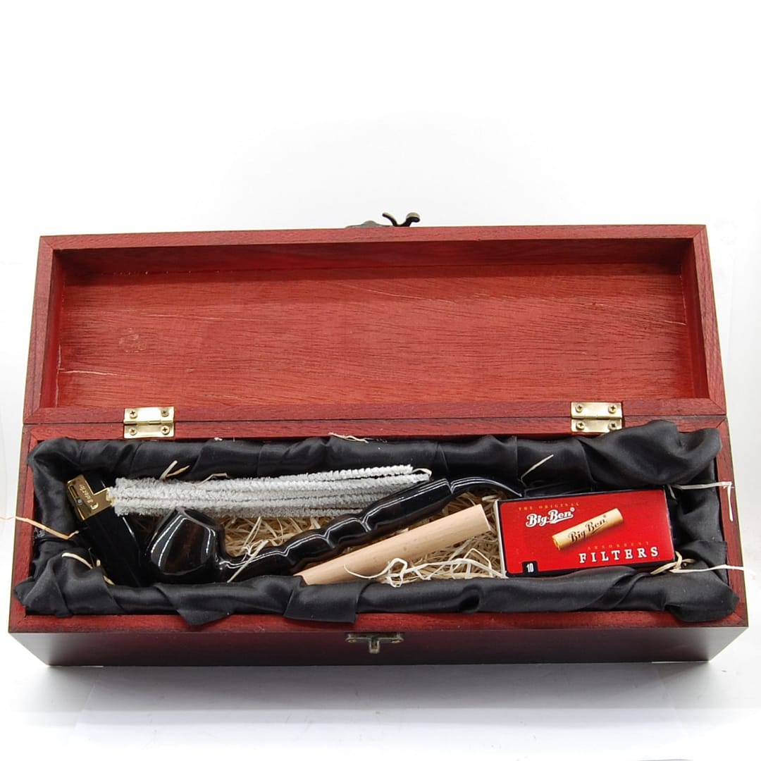 Mr. Brog Fajkový set- Drevená fajka, dusítko, filtre, čistiace tyčinky, stojan- 55-5