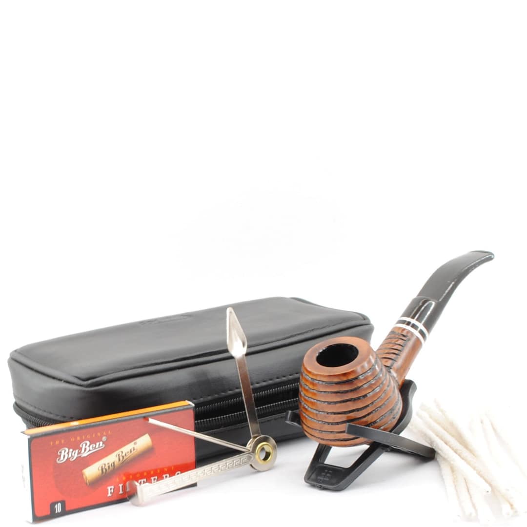 ANGELO  Fajkový set- Drevená fajka, puzdro, čistiace tyčinky, dusitko, filtre, stojan-300110