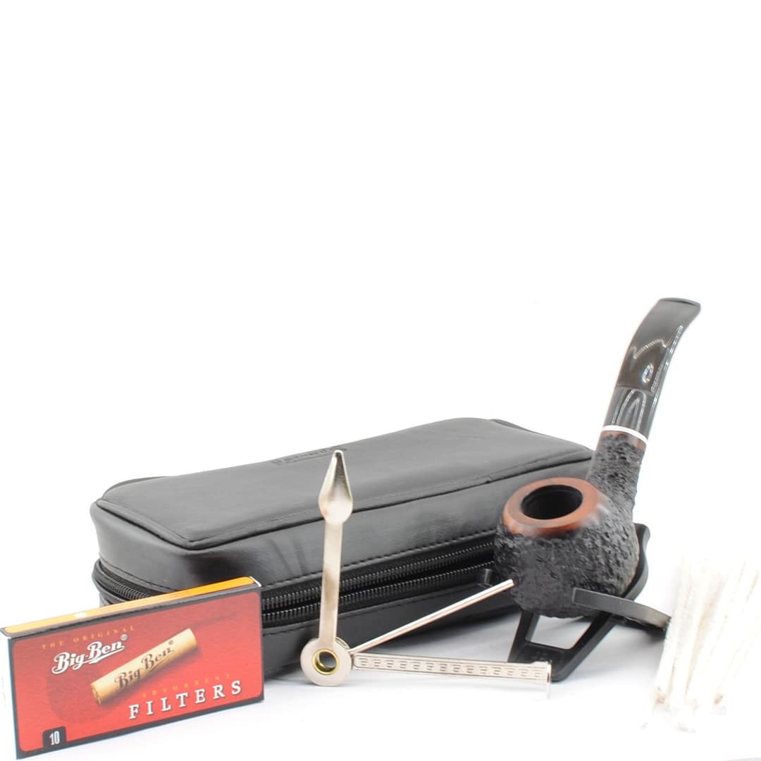 ANGELO Fajkový set- Drevená fajka, puzdro, čistiace tyčinky, dusitko, filtre, sporič, stojan- 300140