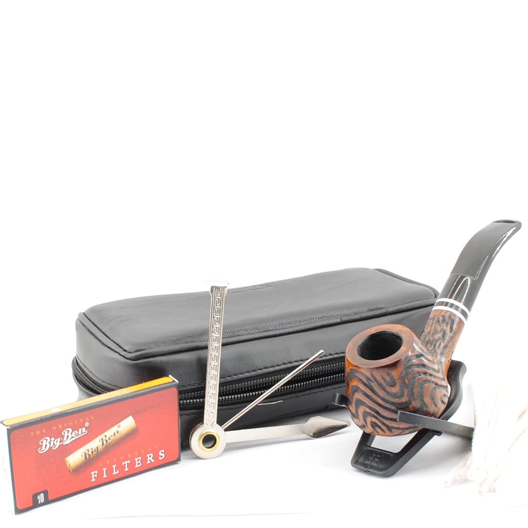 Angelo Fajkový set- Drevená fajka, puzdro, čistiace tyčinky, dusitko, filtre, stojan- 300200