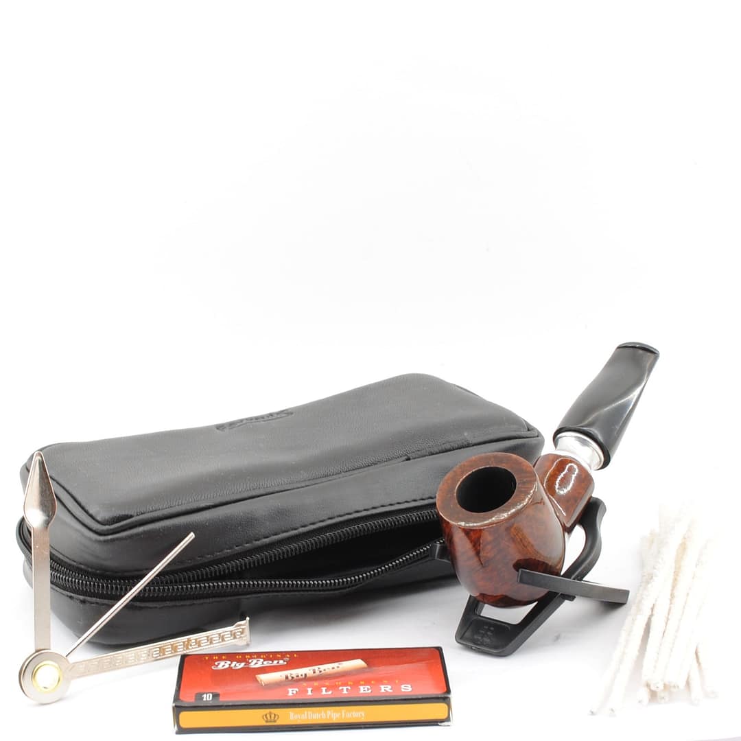 Mr. Brog  Fajkový set- Drevená fajka, puzdro, čistiace tyčinky, fajkový príbor, filtre, stojan- 2-69-100
