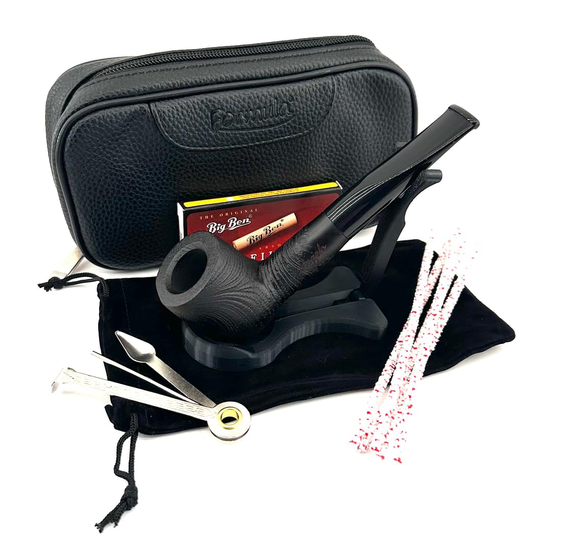 ANGELO Fajkový set - Drevená fajka, čistiace tyčinky, filtre, stojan, fajkový príbor, puzdro na dve fajky 32155-4