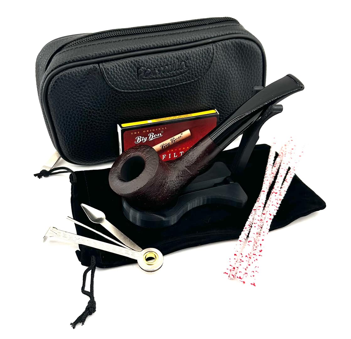 ANGELO Fajkový set - Drevená fajka, čistiace tyčinky, filtre, stojan, fajkový príbor, puzdro na dve fajky 32155-3