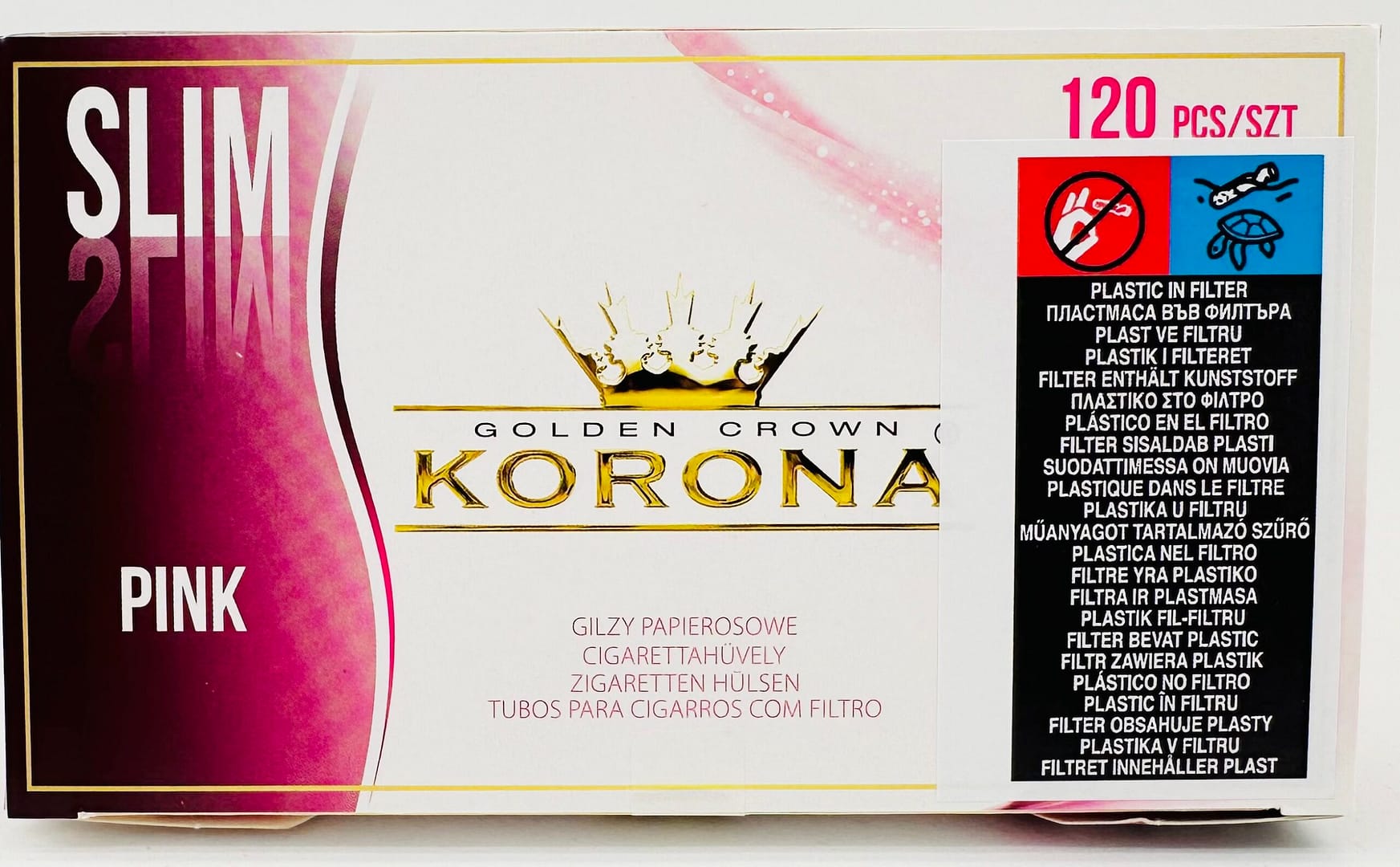 Cigaretové dutinky KORONA SLIM PINK 120ks