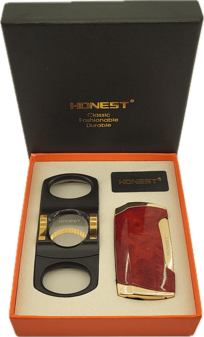 HONEST Cigarová sada Zapaľovač a orezávač na cigary MT-3018H 1 HONEST Cigarová sada Zapaľovač a orezávač na cigary MT-3018H