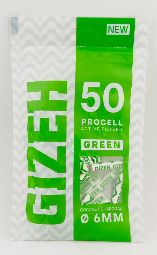 GIZEH Cigaretové filtre  Slim 6mm Procell Green active filters 50ks