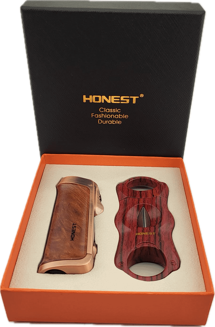 HONEST Cigarová sada Zapaľovač a orezávač na cigary MT-787C 1 HONEST Cigarová sada Zapaľovač a orezávač na cigary MT-787C