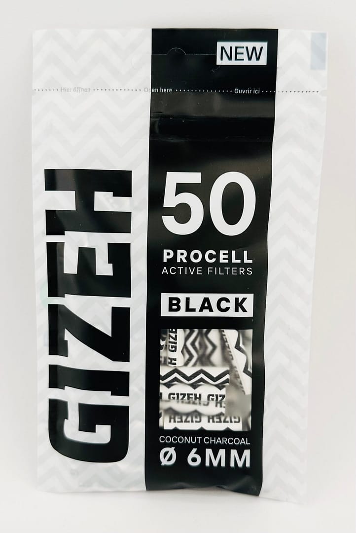 GIZEH Cigaretové filtre  Slim 6mm Procell Black active filters 50ks