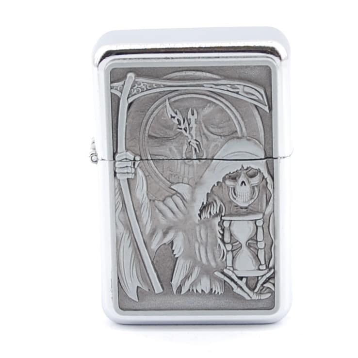 GENTELO  Benzínový Zapaľovač 3-2027D-Strieborný / Lebka