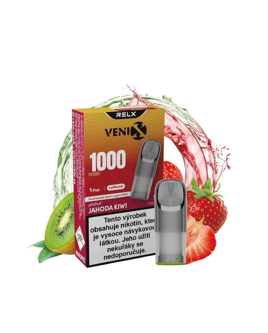 RELX Venix SoMatch pod náhradný - Jahoda Kiwi - Náplň 18 mg 1ks 1 RELX Venix SoMatch pod náhradný - Jahoda Kiwi - Náplň 18 mg 1ks