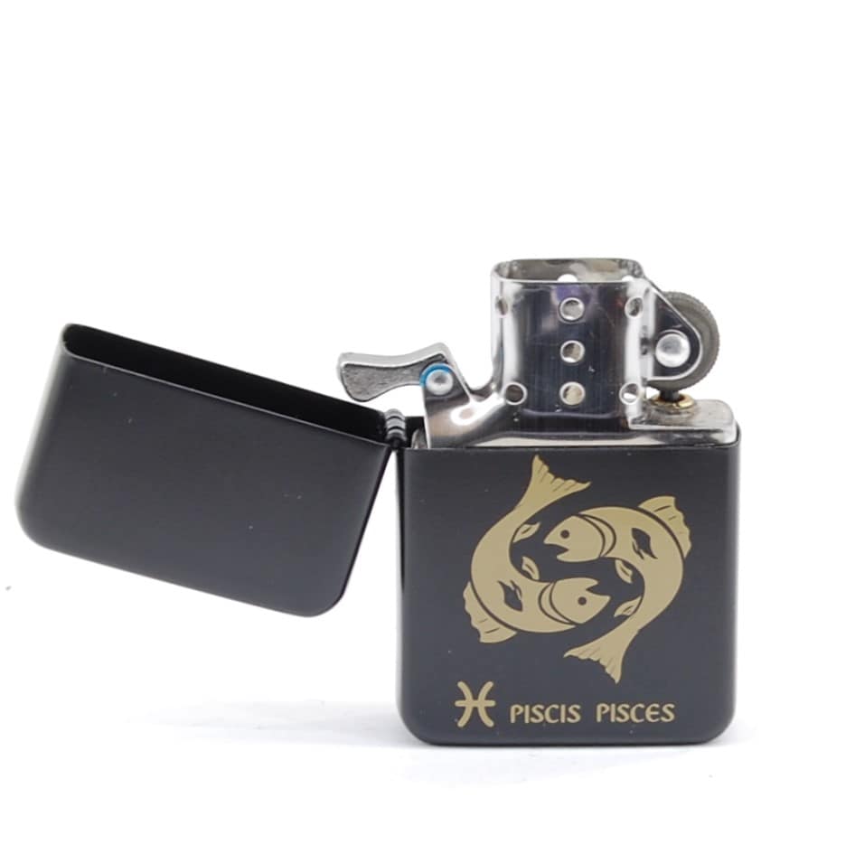 GENTELO  Benzínový Zapaľovač 3-1038- Čierny/ Ryby