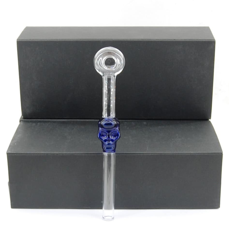 Sklenená fajka-  šlukovka- Oil pipe- Lebka- Modrá 1 ks DAB