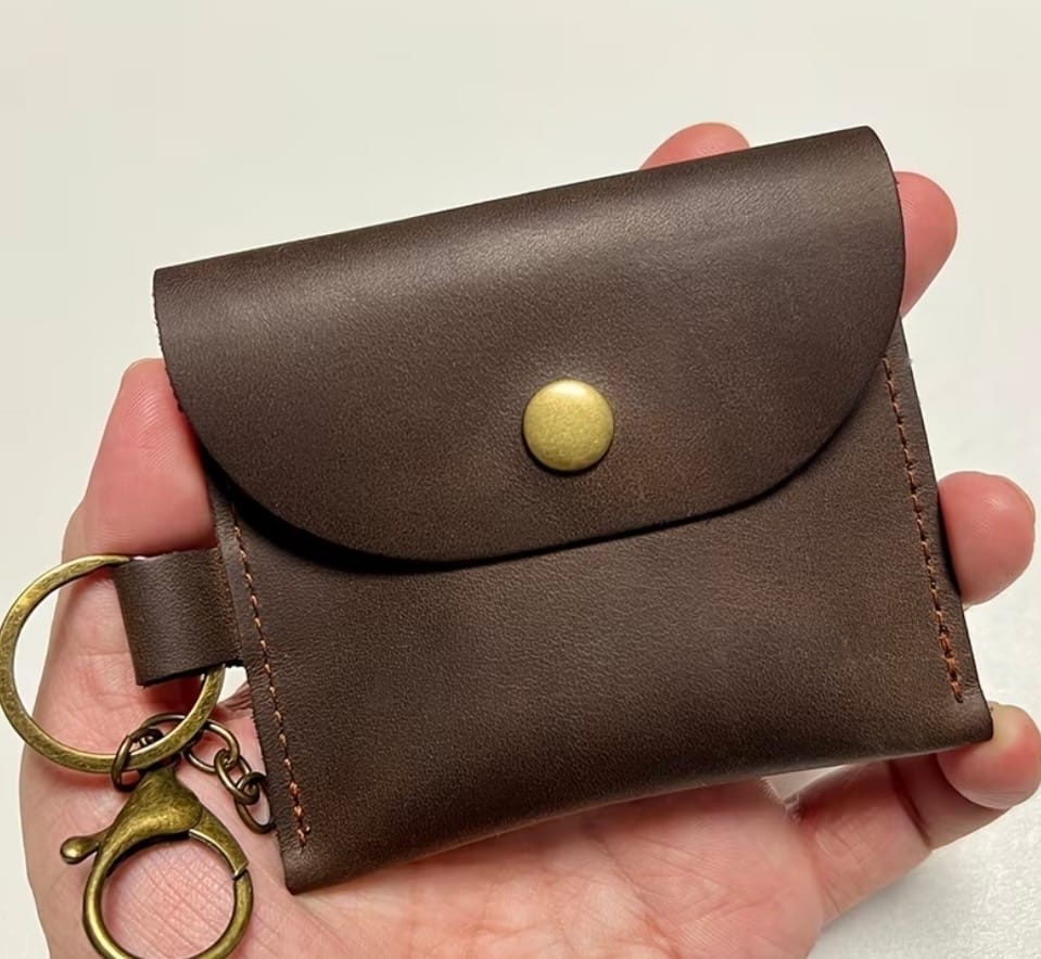 Puzdro na kľúče/peniaze- Hnedé kožené