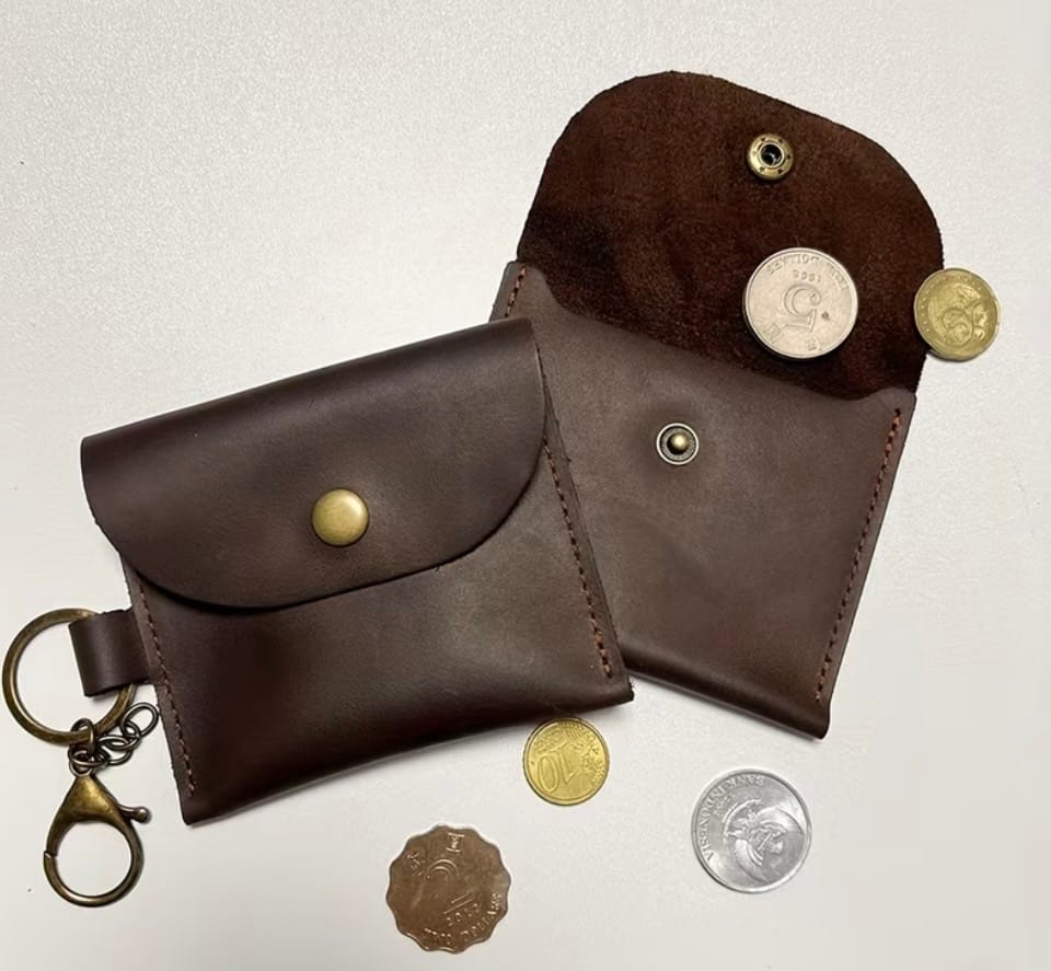 Puzdro na kľúče/peniaze- Hnedé kožené