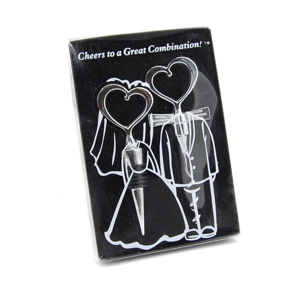 Set na víno srdiečka- Vývrtka a zátka- LM3213