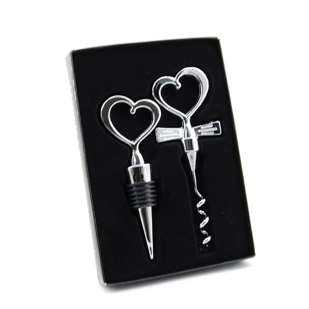 Set na víno srdiečka- Vývrtka a zátka- LM3213